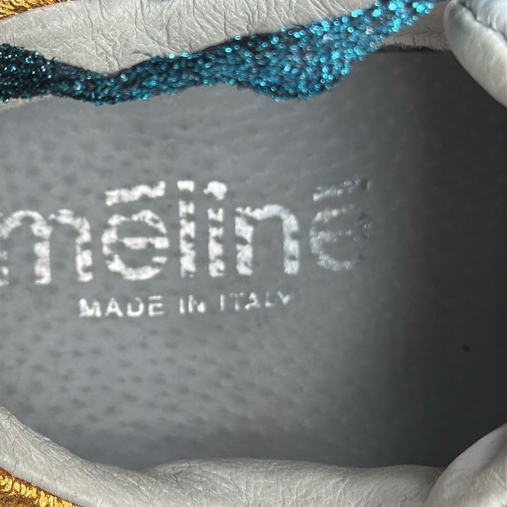 (E4) Meline Italy silver sequined leather sneakers, size 7 women. - Picture 8 of 13